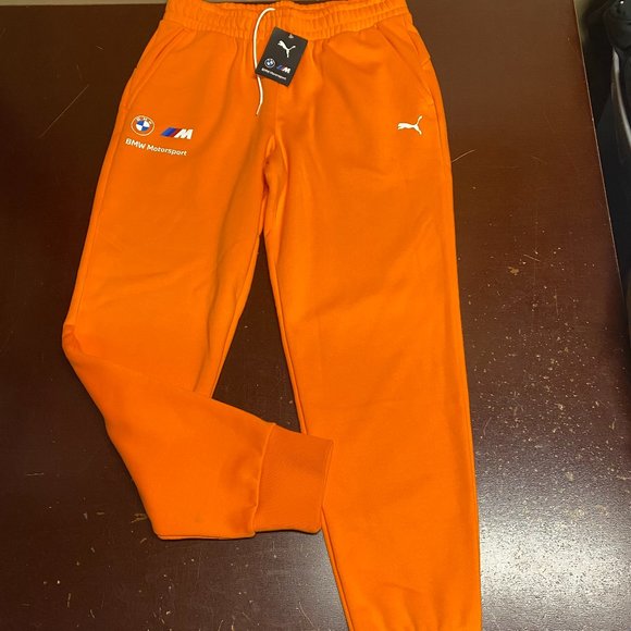 Puma Mens Orange BMW Motorsport Essentials Drawstring Fleece Sweatpants - Picture 1 of 3